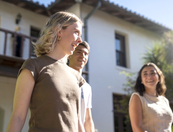 management and leadership minor saint mary's students walking campus